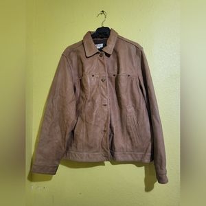 Talbots leather jacket sz Xl color brown good condition